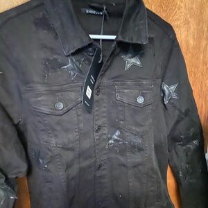 Black Lightweight Star Shirt Jacket